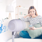 GRUNDIG asztali ledlámpa 3-in-1hangszóró és vezeték nélküli töltő, fehér 12x12x32cm thumbnail 3