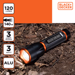 BLACK+DECKER Elemlámpa LED 120lmn 140m fénysugár 3,7*13,8cm 149gr thumbnail 4