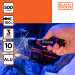 BLACK+DECKER Elemlámpa LED 500lmn 100m fénysugár, 3,7*13,8cm 149gr thumbnail 4