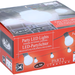 PARTY TIME Party lámpa 10db gömb LED, fehér 6m 1,5m tápkábel (elemes 4xAA, nem tart.) IP44, hideg fehér thumbnail 1