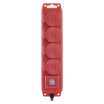 EMOS IP44 kapcsolós hosszabbító elosztó 4 aljzat 3m 1,5mm, piros-fekete thumbnail 3