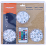 GRUNDIG Éjjeli fény 3db távirányítós IP65 ( 10LED/lámpa) 1xCR2025 mellékelt; 9xAAA elem nem mellékelt 