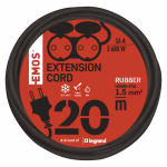 EMOS lengőkábel 20 m / 2 aljzat / IP44 / fekete / gumi / 250 V / 1,5 mm2 thumbnail 3