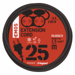 EMOS lengőkábel 25 m / 2 aljzat / IP44 / fekete / gumi / 250 V / 1,5 mm2 thumbnail 3