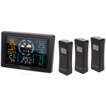 GoGEN Időjárásállomás, színes LCD kijelző, 3 vezeték nélküli érzékelő, fekete színben  thumbnail 1