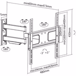 GoGEN TV tartó,  L, pozícionálható, átmérők:  32" - 55"
Fali forgatható akár 55'' TV tartó, VESA max.400 x 400, faltól való távolság 60 - 473 mm, max. terhelés 35 kg thumbnail 3