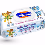 Aquella nedves baba törlőkendő 72 lap, E vitaminos és B5 provitaminnal, FLIPTOP (visszazárható-kupakos)