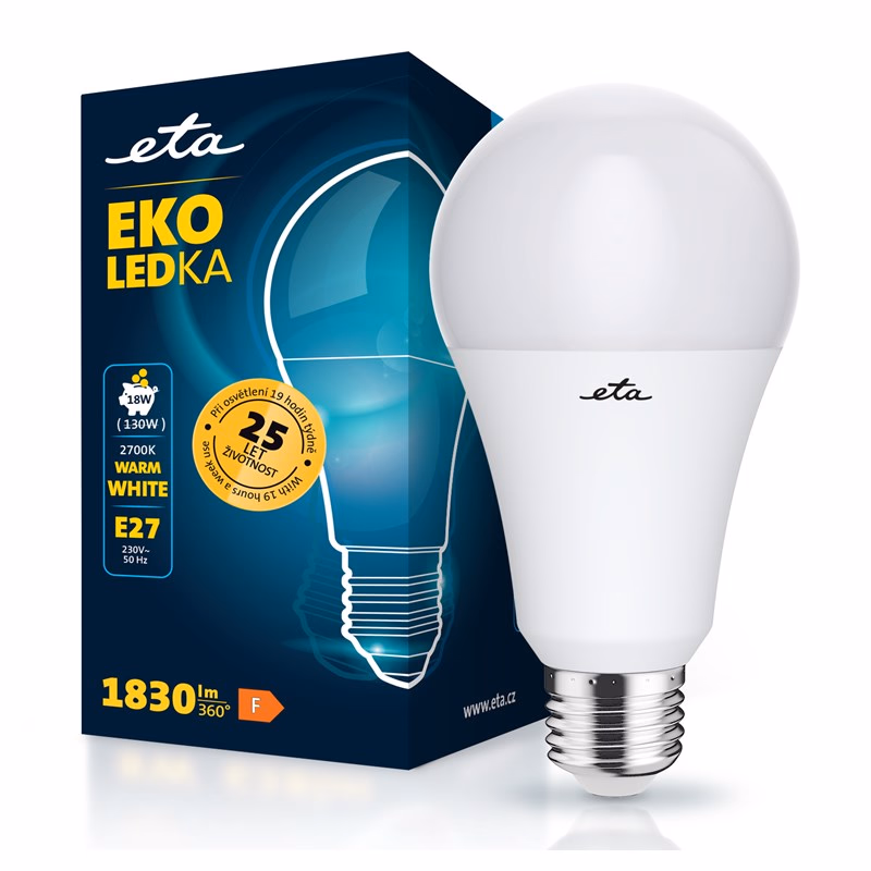 ETA ECO LED izzó Classic A60/körte forma, E27, 18 W (150 W), 1830 lm, meleg fehér - Image 1 of 1