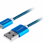 Gogen Lightning USB kábel 1m, textil borítás, kék szín
Adat és töltő csatlakozó  Lightning kábel, USB 2.0 A - Lightning villa, fémes konnektorok thumbnail 3