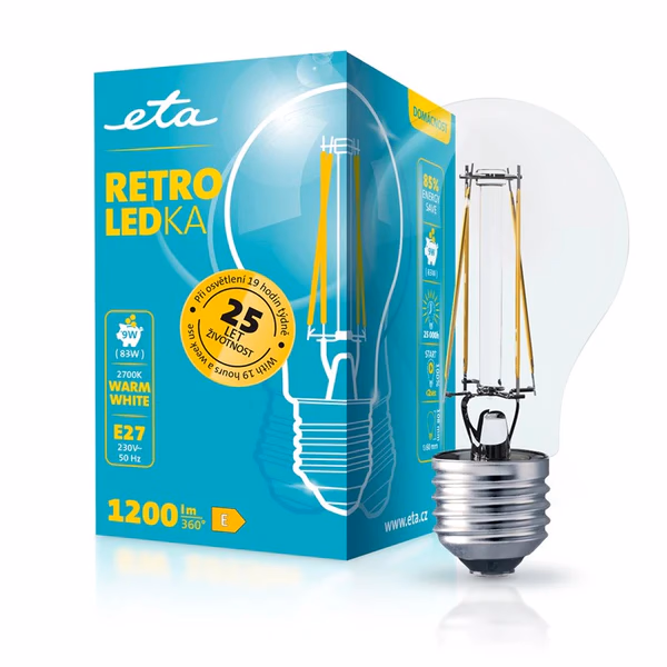 ETA filament LED égő, körte, E27, 9 W (83 W), 1200lm - Image 1 of 4