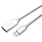 GND MicroUSB / USB-A 2.0 Töltő és adatkábel, acélspirál borítás, ezüst szín, 1m thumbnail 2