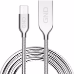 GND MicroUSB / USB-A 2.0 Töltő és adatkábel, acélspirál borítás, ezüst szín, 1m