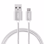 GND MicroUSB / USB-A 2.0 Töltő és adatkábel, fonott borítás, ezüst szín, 2m thumbnail 3