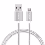 GND MicroUSB / USB-A 2.0 Töltő és adatkábel, fonott borítás, ezüst szín, 2m thumbnail 1