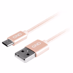 GND MicroUSB / USB-A 2.0 Töltő és adatkábel, fonott borítás, arany szín, 2m thumbnail 2