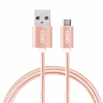 GND MicroUSB / USB-A 2.0 Töltő és adatkábel, fonott borítás, arany szín, 2m thumbnail 1