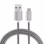 GoGEN MicroUSB / USB-A 2.0 Töltő és adatkábel, fonott borítás, fémes konnektorok, ezüst szín, 1m thumbnail 2
