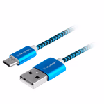 GoGEN MicroUSB / USB-A 2.0 Töltő és adatkábel, fonott borítás, fémes konnektorok, kék szín, 1m thumbnail 1