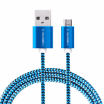 GoGEN MicroUSB / USB-A 2.0 Töltő és adatkábel, fonott borítás, fémes konnektorok, kék szín, 1m thumbnail 2