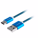 GoGEN Type-C / USB-A Töltő- és adatkábel  1 méter, textil borítás - kék szín thumbnail 1