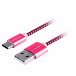 GoGEN Type-C / USB-A Töltő- és adatkábel  1 méter, textil borítás - bordó szín thumbnail 1