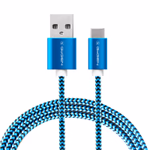 GoGEN Type-C / USB-A Töltő- és adatkábel  1 méter, textil borítás - kék szín thumbnail 2