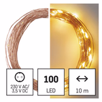 LED karácsonyi nano fényfüzér, réz, 10 m, kültéri és beltéri, meleg fehér, időzítő thumbnail 1