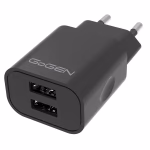 GoGEN hálózati töltő, 2x USB 10W-2A, fekete