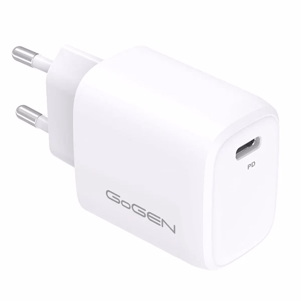 GoGEN hálózati töltő, 1x USB-C, 20W-3A, 5V/9V/12V, fehér - Image 1 of 3