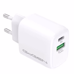 GoGEN hálózati töltő, 1x USB-C PD 20W, 1x USB-A 18W, 3A, 5V/9V/12V, fehér thumbnail 1