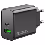 GoGEN hálózati töltő, 1x USB-C PD, 1x USB-A, 30W, 3A, 5V/9V/12V/15V, fekete thumbnail 1