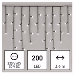 LED karácsonyi jégcsapok, 3,6 m, kültéri és beltéri, hideg fehér, programokkal thumbnail 1
