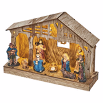 LED karácsonyi betlehem, fa, 19 cm, 3x AA, beltéri, meleg fehér, időzítő thumbnail 2