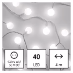 LED fényfüzér, cseresznye – golyók 2,5 cm, 4 m, kültéri és beltéri, hideg fehér, időzítő thumbnail 1