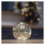 LED karácsonyi üveggömb - arany, 15 cm, 3x AA, beltéri, meleg fehér, időzítő thumbnail 4