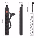 EMOS Túlfeszültségvédő 6 aljzat, 3 m, fekete thumbnail 2