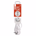 Emos Hosszabbító 2 aljzat, +2×USB-A, +1×USB-C / fehér / PVC / 1,4 m  thumbnail 3