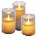LED dekoráció - 3x viaszgyertya üvegben, 6x AAA, meleg fehér, időzítő thumbnail 1