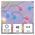 LED fényfüzér, cseresznye – golyók 2,5 cm, 4 m, kültéri és beltéri, többszínű, időzítő thumbnail 1