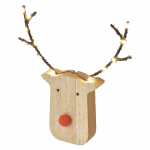 LED dekoráció, fa -rénszarvas, 16 cm, 2x AAA, beltéri, meleg fehér, időzítő thumbnail 1