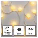 LED fényfüzér, cseresznye – golyók 2,5 cm, 4 m, kültéri és beltéri, meleg fehér, időzítő thumbnail 1