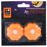 ARTICASA Halloween tea light LED 2pc Hallow Ø4,7x4cm 13gr PP BL incb3xLR1130 - 