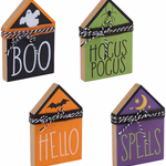ARTICASA Halloween house deco 4as Hallow 8.5x1,5x12.7cm 100gr MDF/BURLAP BC thumbnail 1