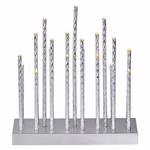 LED gyertyatartó, ezüst, 28,5 cm, 3x AA, beltéri, meleg fehér, időzítő thumbnail 1