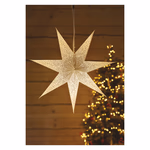 LED papírcsillag, függeszthető, ezüst csillámporos középen, fehér, 60 cm, beltéri thumbnail 3