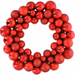 CHRISTMAS GIFTS Karácsonyi gömb koszorú 55db piros 36x8cm 250gr PP műanyag thumbnail 1