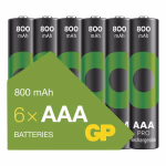 GP ReCyko Pro NiMH újratölthető elem HR03 (AAA) 800mAh 6db. 1500+ töltési ciklus thumbnail 1
