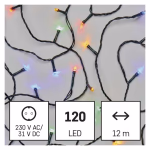 LED karácsonyi fényfüzér, 12 m, kültéri és beltéri, többszínű, progr, időz. thumbnail 3