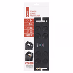 EMOS túlfeszültség védő 8 aljzat 3m, 1800J, fekete thumbnail 8