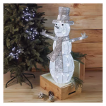LED karácsonyi hóember, rattan, 82 cm, beltéri, hideg fehér, időzítő thumbnail 3